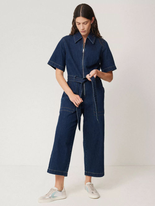 Jigsaw Denim Zip Jumpsuit, Indigo