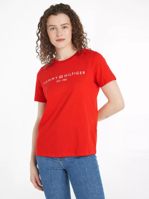 Tommy Hilfiger Crew Neck Logo T-Shirt, Fierce Red