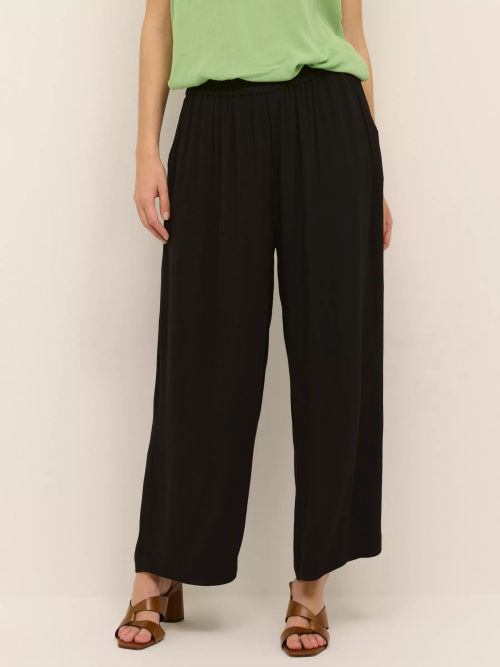 KAFFE Dacia Amber Elastic Waist Culottes, Deep Black