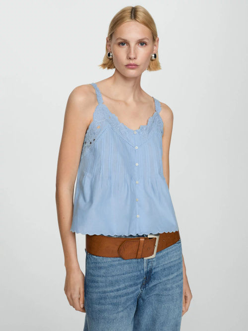 Mango Embroidered Cotton Cami...