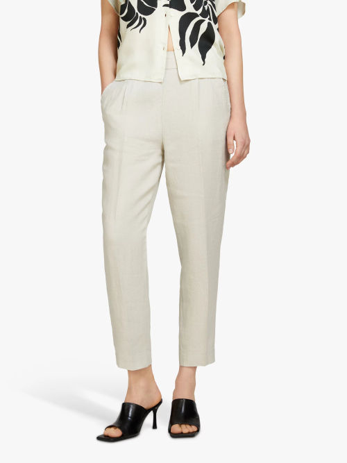 SISLEY Cropped Linen Slim Leg...