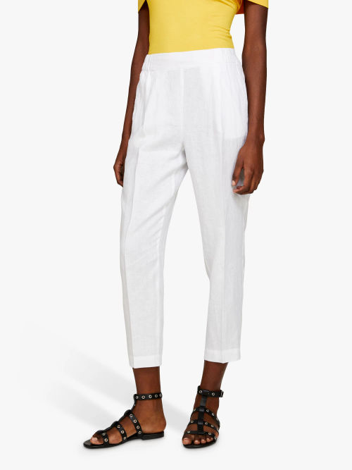 SISLEY Cropped Linen Slim Leg...