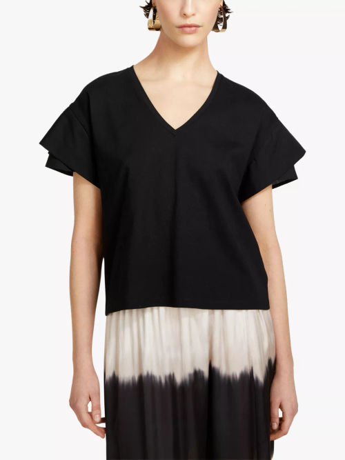 SISLEY Ruffle Sleeve V-Neck...