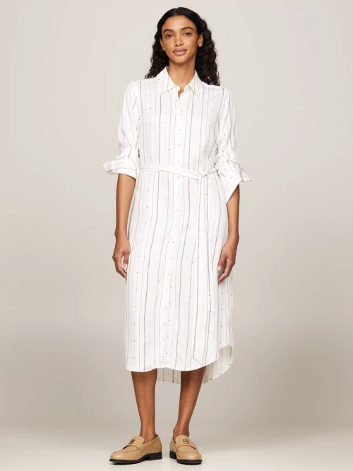 Tommy Hilfiger Foulard Stripe Shirt Dress, White/Multi