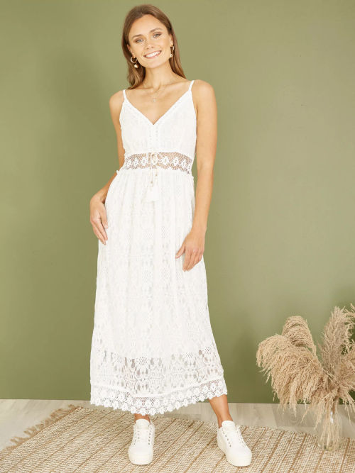 Yumi Lace Maxi Dress, White