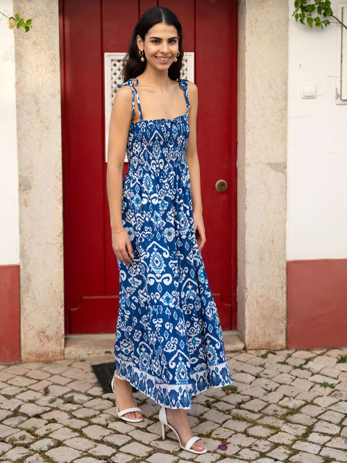 Yumi Ikat Print Maxi Sun...