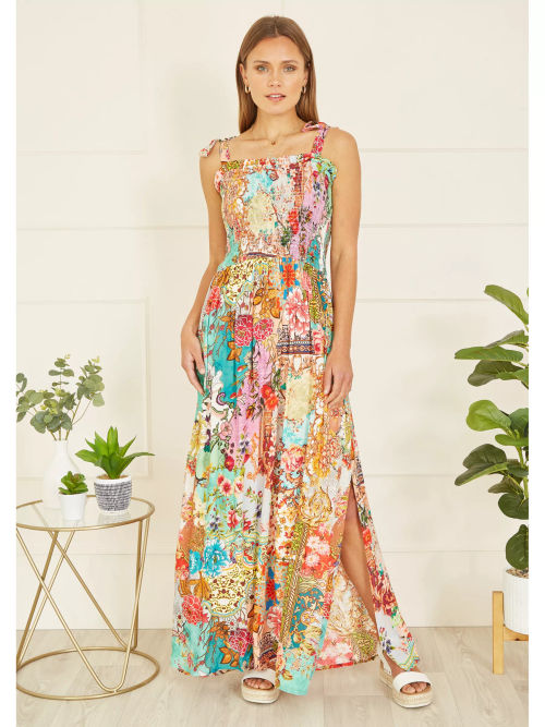 Yumi Patchwork Split Hem Maxi...