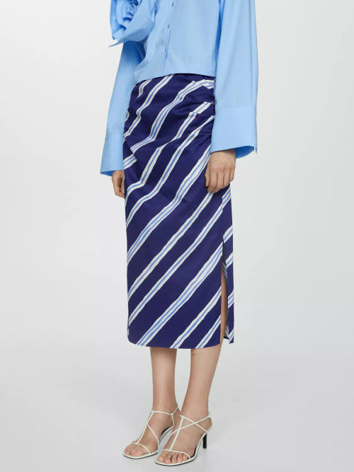 Mango Salome Stripe Slit Midi...