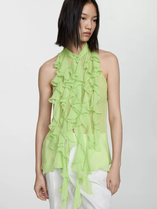 Mango Camelia Ruffle Top,...