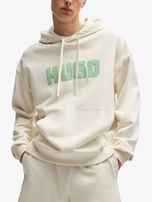 HUGO Logo Hoodie, Open White