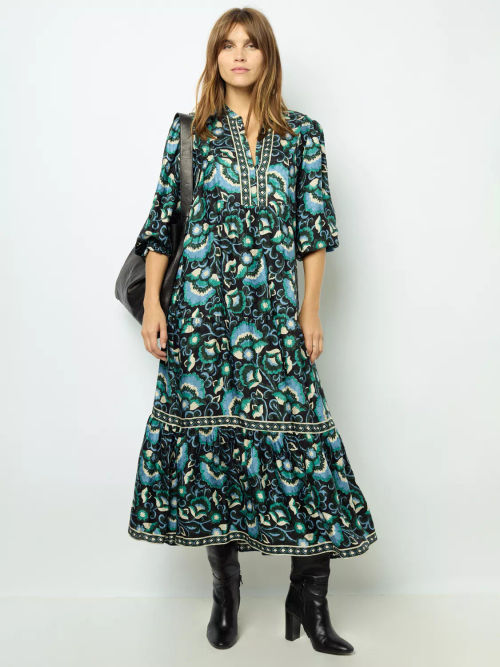 Gerard Darel Sanda Floral Midi Dress, Green