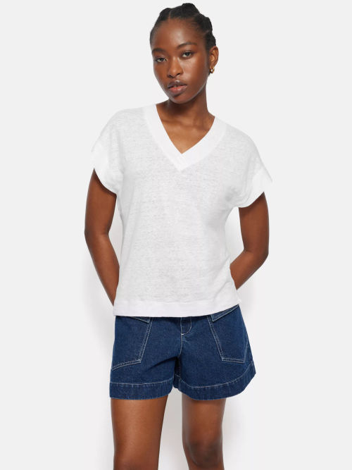 Jigsaw Linen V-Neck T-Shirt