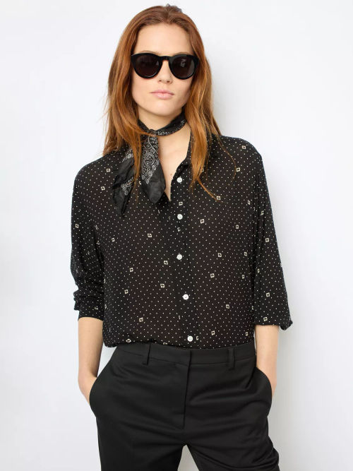 Gerard Darel Clyde Spot Blouse, Black