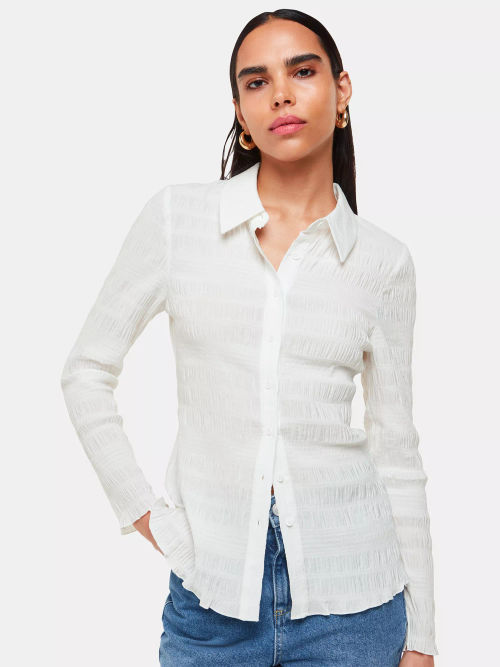 Whistles Plisse Ruched Shirt