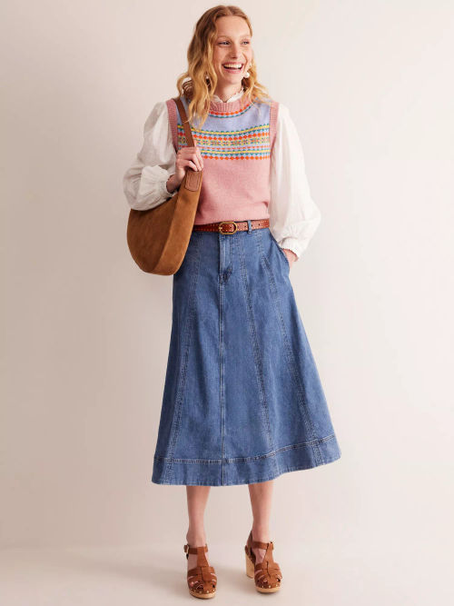 Boden Panelled Denim Midi...