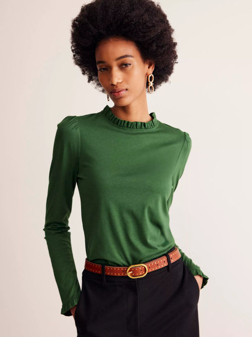 Boden Supersoft Frill Top, Pine
