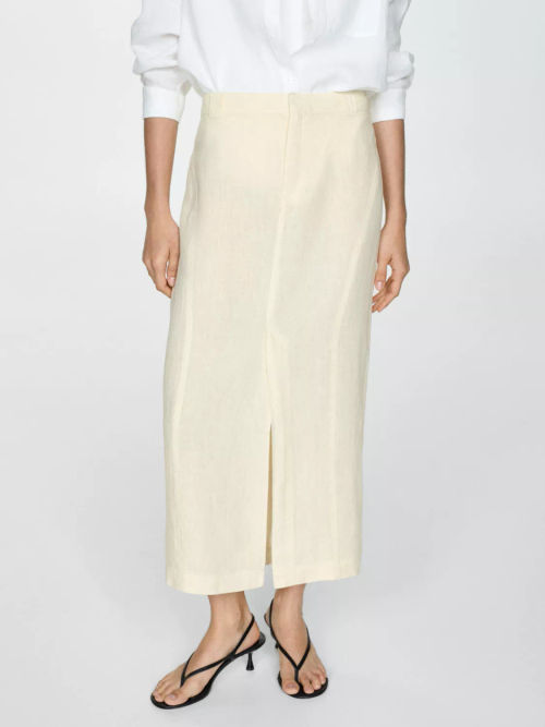 Mango Tamariu Linen Skirt,...