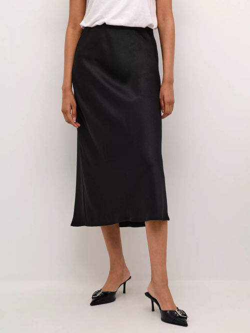 KAFFE Lotte Satin Skirt, Black