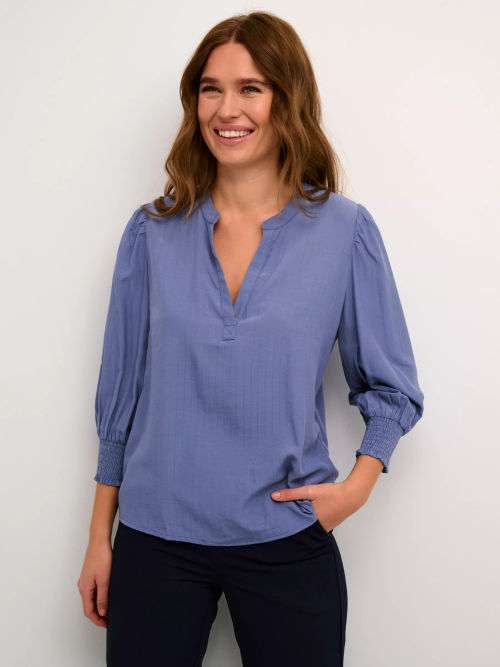 KAFFE Vera V-Neck Top, Blue...