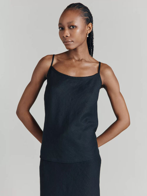 Ghost Gracie Soft-Washed Linen Camisole Top, Black