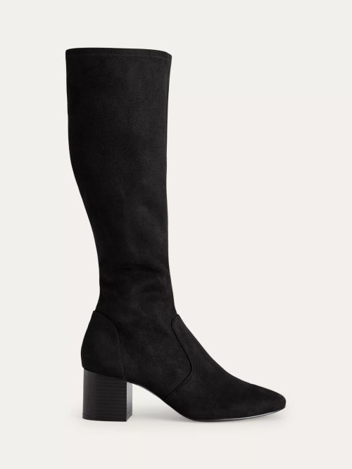 Boden Heeled Stretch Knee Boots, Black