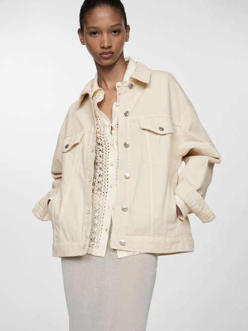 Mango Alaia Denim Jacket, Ivory