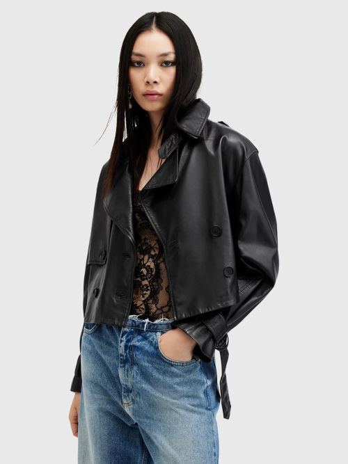 AllSaints Hendry Crop Leather...