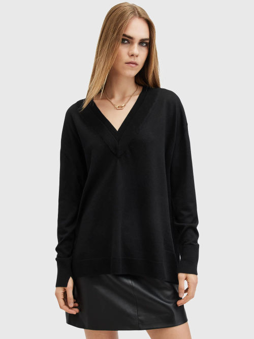 AllSaints Bern V-Neck Wool...