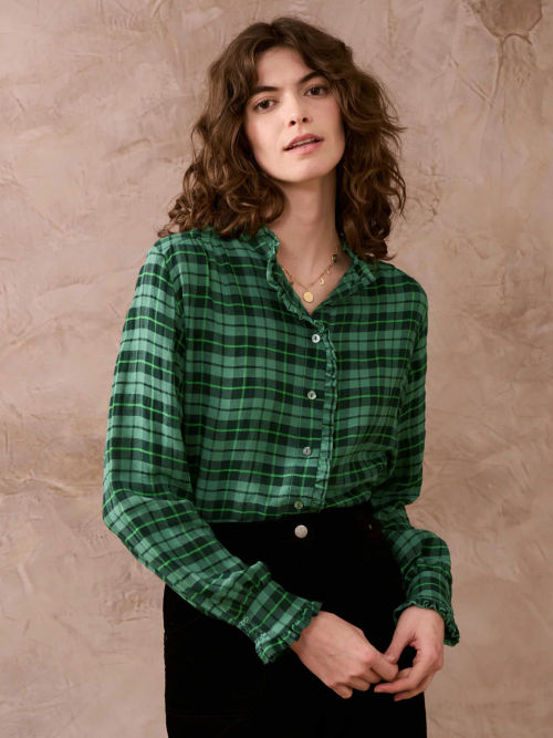 Brora Plaid Frill Collar...