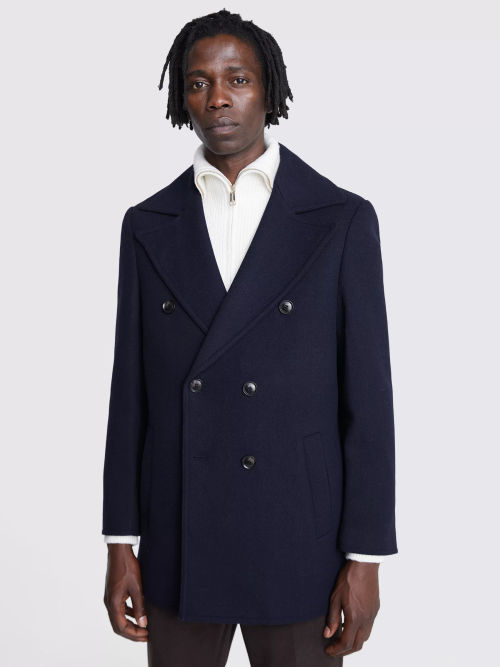 Moss Wool Blend Peacoat, Blue