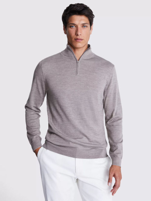 Moss Merino Wool Blend Zip...