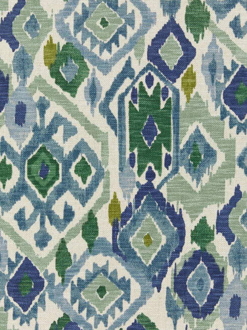 John Lewis Ikat Embroidery Linen Blend Furnishing Fabric, Navy, £50.00