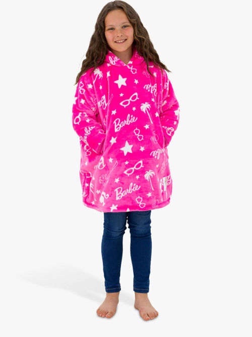 John Lewis Kids' Heart Oversized Fleece Blanket Hoodie, Pink at John Lewis  & Partners