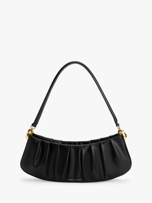 GUESS Katey Faux Croc Flap Over Shoulder Bag, Black at John Lewis