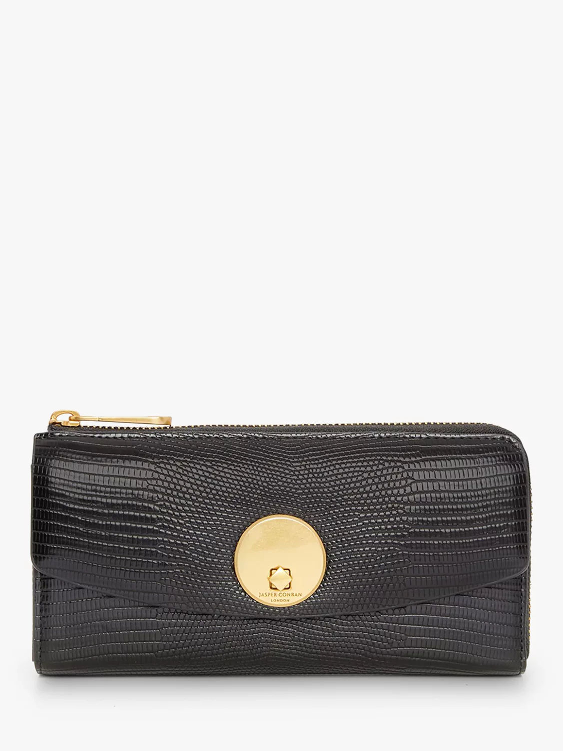 Aspinal of London Smooth Leather London Purse, Black at John Lewis &  Partners