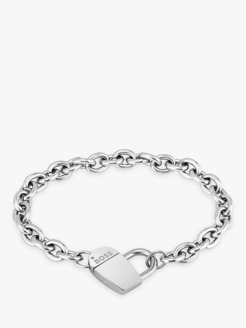 Hot Diamonds Love Locked Heart Charm Chain Bracelet, Silver at John Lewis &  Partners