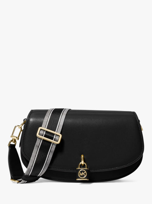 Michael Kors Chantal Pebble Leather Cross Body Bag, Black at John