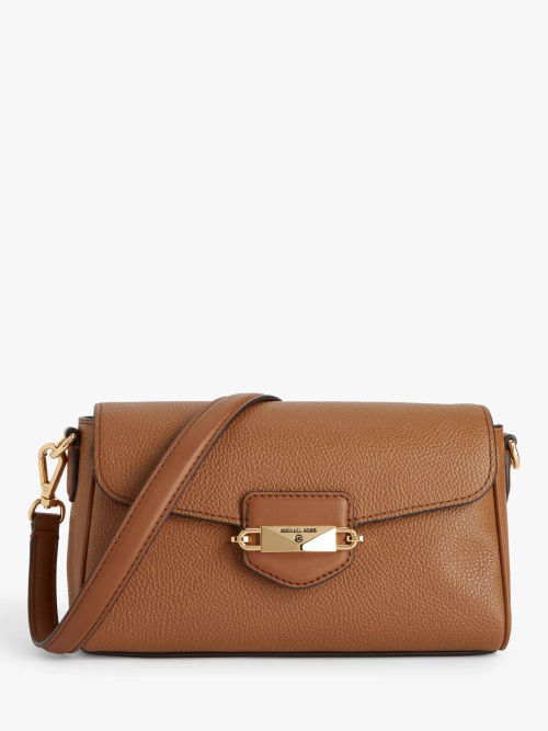 Michael Kors Greenwich Leather Shoulder Bag, Black at John Lewis & Partners