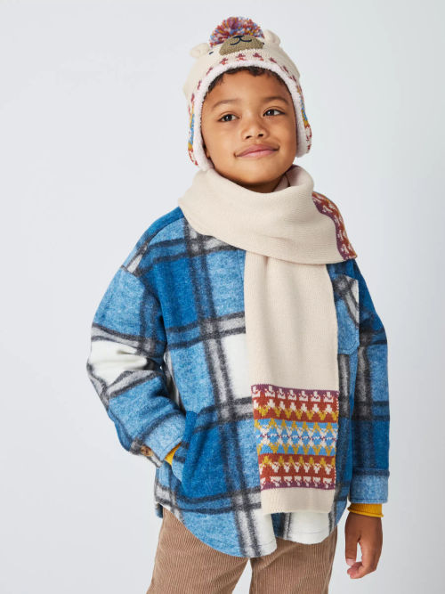 John Lewis Kids' Funny Face Trapper Hat, Green at John Lewis & Partners