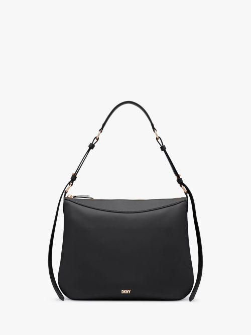 Coach Luna Leather Shoulder Bag, Black/Gold at John Lewis & Partners