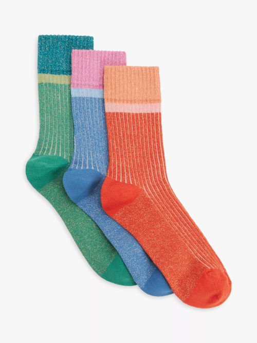 John Lewis Colour Block Thermal Socks, Pack of 3