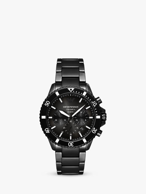 Emporio Armani AR11554 Port Chronograph | Strap Date Leather Brown Watch, £299.00 | Men\'s