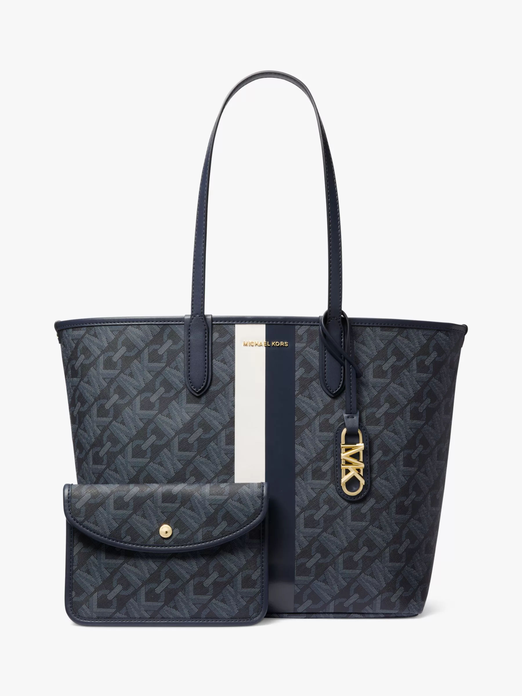 Michael Michael Kors Eliza Xs East-west Monogram Tote Bag In Opt/allum |  ModeSens