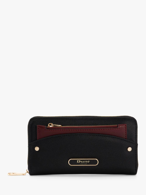 Coach Slim Leather Zip Around Purse, Black at John Lewis & Partners