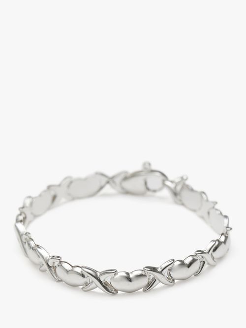 Simply Silver Open Heart Toggle Bracelet, Silver at John Lewis & Partners