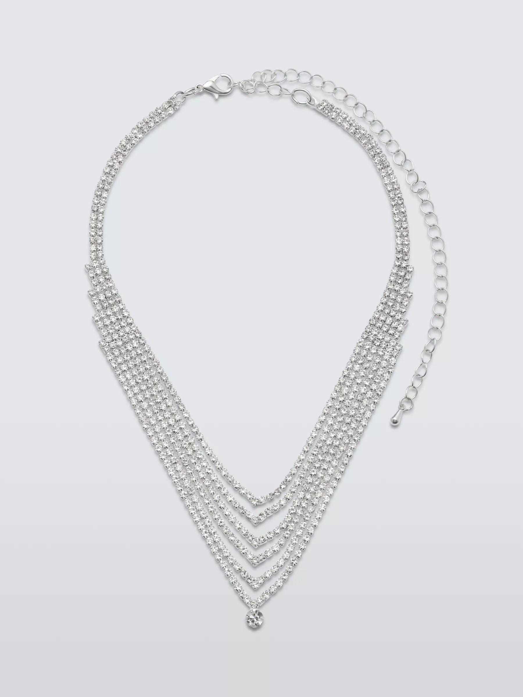 Silver Diamante Flower Statement Choker Necklace | PrettyLittleThing USA