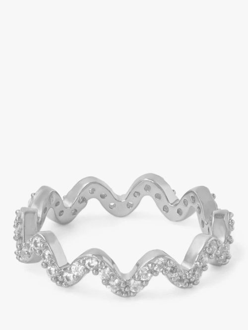 Orelia Pave Wave Ring, Silver