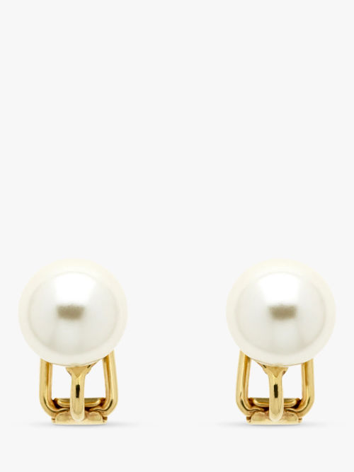 Emma Holland Faux Pearl Clip-On Earrings, Cream/Gold