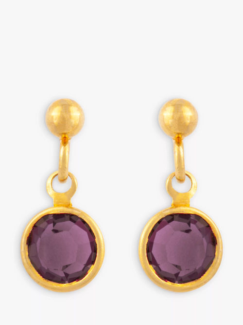 Susan Caplan Amethyst Swarovski Crystal Drop Earrings, Gold