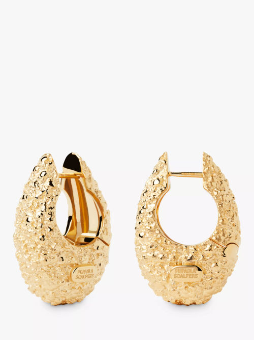 PDPAOLA Chunky Molten Textured Hoop Earrings, Yellow Gold